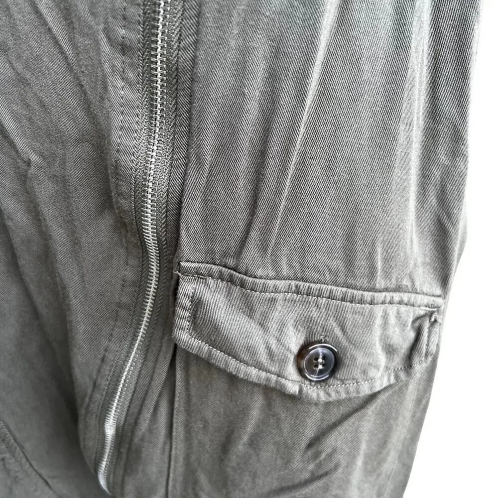 BKE olive green, full zip front with a hood, vest, Women's size S